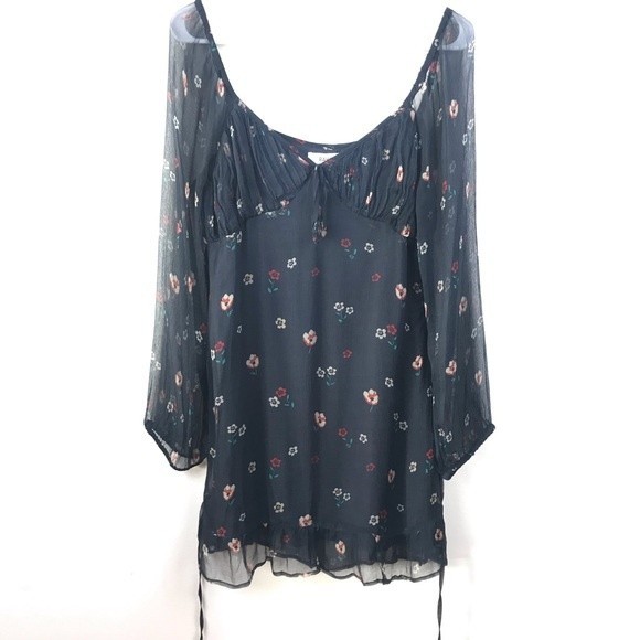 Rahi ditsy sweetheart Bohemian Boho Peasant Floral Print Festival mini dress M - Picture 5 of 9